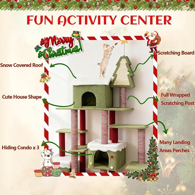Extra Large 74-Inch Tall Cat Tree w/Widened Perch for Large Cats, Big Cat Tower Indoor, Modern Multi-Level Activity Tower with Scratching Posts, Condos, Baskets, Hammock, Scratching Ramps