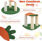 Tangkula Fruit Cat Tree, Multi-Level Cute Cat Tower with Sisal Scratching Posts, Padded Top Perch, Rotatable Basket, Apple & Carrot Shaped Platform, Chic Vegetable Cat Tree for Indoor Cats