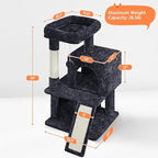 Yaheetech Cat Tree for Indoor Pets, 36in Tower Condo w/Extra Large Perch, Scratching Posts, Board, Dangling Ball, Play Structure for Kittens & Adult Cats, Graphite Gray