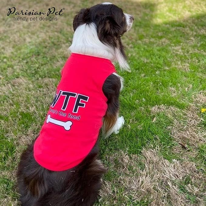 Parisian Pet Dog Shirt – 100% Cotton Shirts for Medium Dogs – Red Sleeveless Puppy Clothes – Lightweight Pet Apparel – Breathable Soft Dog Clothes - Stretchy Funny T Shirts for Dogs