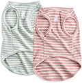 Koneseve Dog Shirt Vest Lightweight Stretchy Dog T-Shirts Soft Cool Shirts Sleeveless Stripe Vests Breathable Clothes for Puppy Kitty Cats Small Medium Large Dogs 2 Pack Pink + Green [ 5XL ]