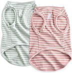 Koneseve Dog Shirt Vest Lightweight Stretchy Dog T-Shirt Soft Cool Shirts Sleeveless Stripe Vests Breathable Clothes for Puppy Kitty Cats Small Medium Large Dogs 2 Pack Pink + Green [XL/Extra Large]