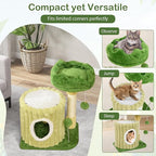 PETSITE 21.5-inch Cute Cat Tree, Small Cat Tree with Sisal Scratching Post, Cat Condo, Padded Top Perch, Interactive Spring and Dangling Ball, Ideal for Small Indoor Cats and Kittens, Green