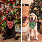 ADOGGYGO 4 Pack Dog Bandana Christmas Scarf Bibs Kerchief Set Pet Christmas Costume Xmas Holiday Bandanas for Medium Large Dogs Pets (Large)
