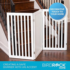 INTERNET'S BEST Dog Gate Indoor Freestanding Pet Barrier, Folding Wood Dog Fence, Extra Wide Doorway Puppy Gate, Indoor Animal Privacy Panel, Wooden Cat Fence - 4 Panel - 36", White