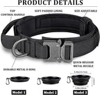 COOYOO Dog Collar,3 Piece Set Tactical Dog Collars, Adjustable Military Training Nylon Dog Collar with Control Handle and Heavy Metal Buckle for Medium and Large Dogs