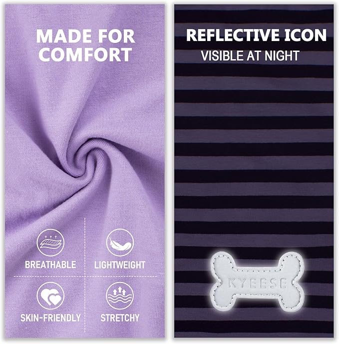 KYEESE 2Pack Dog Shirt, Soft Striped Dogs T Shirts, Lightweight Pet Tank Top, Sleeveless Dog Shirt for Small Dogs, Stretchy Comfortable Pet Vest, Purple, XL