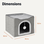 Amazon Basics Cat House 1 Story, Foldable Cat Condo with Sisal Scratch Pad, Grey