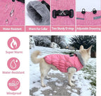 Malier Dog Coat, Reflective Dog Jacket Waterproof Windproof Puppy Cold Weather Coats with Harness Built in, Winter Extra Warm Pet Coat Fleece Vest for Small Large Pets and Puppy (Pink, Large)