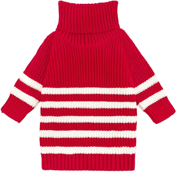 Fitwarm Valentines Dog Sweater, Thermal Turtleneck Pet Coat, Dog Winter Clothes for Small Dogs Boy Girl, Cat Apparel, Red, Small