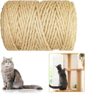 360FT/110M Natural Sisal Rope for Cat Scratching Posts, 6mm Thick Jute Hemp Cat Rope for Cat Tree Replacement, Cat Scratch Post Repair, DIY Projects, and Furniture Wrapping