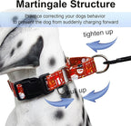 Christmas Reflective Martingale Collar for Dogs with Quick Release Buckle Holiday Dog Collars (Red Snowman, Medium)