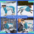 MIGOHI Full Body Dog Coat - Warm Reflective Large Dog Winter Coat with Harness,Turtleneck Fleece Jacket for Dogs,Four-Leg Windproof Puffer Jackets Snowsuit with Zipper for Small Medium Large Dogs,3XL