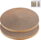 Round Cat Scratcher Refill 10 inch Diameter 7/8 Inch Thickness Circle Scratcher Replacement Scratcher Pads for Indoor Cats Scratching Cardboard (2 Pc)