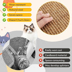 Cat Scratcher Mat with Sticky Tapes, 31.5" x 19.7" Sisal Cat Scratching Carpet for Indoor Cats, Horizontal Cat Scratcher for Cat House, Scratching Posts, and Couch Protection(Camel)