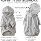 Cooper II Organic Cotton Velour Dog Hoodie Pet Coat for Small, Medium and Large Dogs, Light Heather Gray, Medium