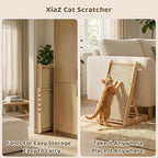 XiaZ Sisal Cat Scratcher, 31" Wooden Cat Scratching Board with 5 Adjustable Heights, Replaceable Sisal Mat and Angled Scratch Pad for Indoor Cats, Ready to Use, No Assembly Required