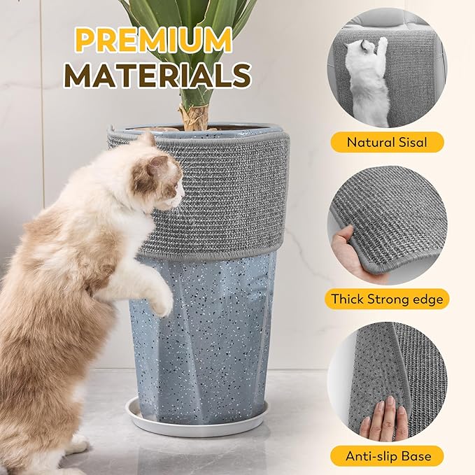 Cat Scratcher Mat 31.5" x 19.7" with Sticky Tapes, Sisal Cat Scratching Carpet for Indoor Cats, Horizontal Cat Scratcher for Cat House, Scratching Posts, and Couch Protection(Gray)