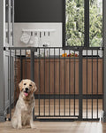 Cumbor 36" Extra Tall 29.7-51.5" Baby Gate for Stairs, Easy Walk Through Dog Gates for Doorways Extra Wide, Pressure Mounted Tall Pet Gate Indoor, Safety Auto-Close Child Gate for Kids, Black