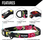 Wolfgang Heavy Duty, Adjustable Dog Collar with Quick Release Nylon Buckle for Walking & Training, DarkFloral Print, Small