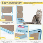 Cat Scratcher Cat Scratch Pad L Shape Wall Mounted Dual Use (Vert/Horiz) Kitten Bunifa Scratching Card Board Vertical Post with Ball Toys Feathers,Protecting Furniture Core is Replaceable Large Blue