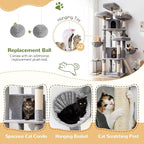 Globlazer 80 Inch Heavy Duty Cat Tree for Large Cats,F80H (Light Gray, 80 Inch)