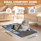 Sisal Cat Scratcher Mat, Cat Wall Scratcher for Indoor Cats, 23.6x15.7 Inch Cat Scratch Pad with Hook & Loop, Wall Mounted Cat Scratching Post to Protect Couch and Carpet（Starry Night 2）