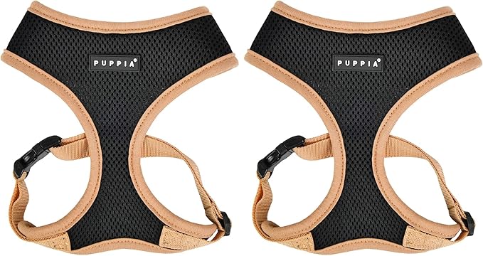 Puppia Soft Harness II - Black - S (Pack of 2)