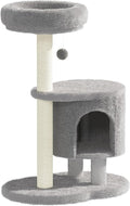 Cat Tree, 34.3 Inches Cat Tower with Scratching Post, Condo, Interactive Hanging Ball, Plush Perch for Indoor Large Cats, Gray
