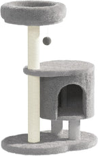 Cat Tree, 34.3 Inches Cat Tower with Scratching Post, Condo, Interactive Hanging Ball, Plush Perch for Indoor Large Cats, Gray