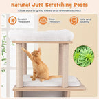 PETSITE 47 inch Basketball Series Cat Tree, Multi-Level Cat Tower with Jute Scratching Posts, 2-Story Cat Condo, 2 Perches, Basketball Hoop Hammock, Padded Cushions, Modern Cat Tree Tower