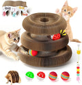 2 PCS Magic Organ Cat Scratcher Board with 6 Balls, Foldable Recyclable Accordion Cats Toy with Ball and Track Adventure, Cat Scratching Pad, Retractable Reversible Furniture Protector(Brown)