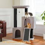 Cat Tree for Large Cats, 45" Heavy Duty Cat Tower with Dual Condos, 3 Thick Full Wrapped Sisal Scratching Posts(φ4.3), Spacious Padded Top Perch, Scratching Ramp and Toy Ball