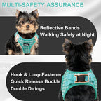 AIITLE No-Pull Pet Harness with a Leash, Plaid Comfort Padded Vest, Step in Dog Harness, Reflective Bands, Soft Breathable Pet Supplies, for Small and Medium Dogs and Cats Turquoise S