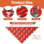 Christmas Dog Bandanas XLarge 2PCS, 4 Pattern Holiday Plaid Scarf for Boy and Girl, Triangle Reversible Bibs Breed for Puppy Pets