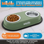 Master Pet Supply Double Dog Bowls Set with Elevated Base and 2 (8 oz) Stainless Steel Removable Dishes (Camo Patrol) – Double Cat Food Water Bowl, Dog Puppy Food Bowl Set, Rust Resistant