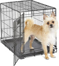 MidWest Homes for Pets 24-Inch iCrate for Small Breeds, 12-20 lbs, Single Door Folding Dog Crate with Divider Panel, Leak-Proof Tray & Secure Latch, Portable, Durable & Easy to Assemble