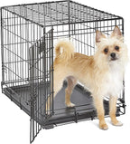 MidWest Homes for Pets 24-Inch iCrate for Small Breeds, 12-20 lbs, Single Door Folding Dog Crate with Divider Panel, Leak-Proof Tray & Secure Latch, Portable, Durable & Easy to Assemble