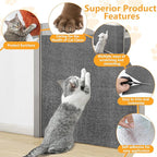 Cat Scratch Pad for Wall,Cuttable and Adhesive Cat Scratching Mat,Fun Interactive Scratcher,Cat Scratch Furniture Protector (Light Gray,78.7×15.8inch)