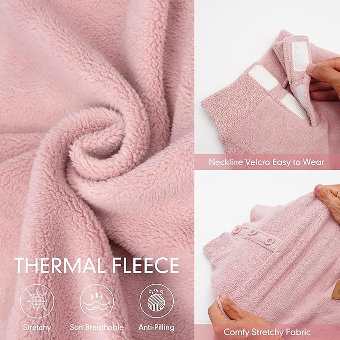 cyeollo Fleece Dog Pajamas Warm Dog Winter Coat Thermal Soft Pjs Small Dogs Onesie Stretchy Jumpsuit Doggie Pet Clothes Outfits Cat Apparel, Pink S