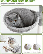 Cat Tree Tower for Indoor Cats, 67 inch Multi-Level Tall Climbing Tower with 3 Large Platform, Scratching Post, Hammock, Kitty Condo for Multiple Cats, Modern Cat Tree Furniture Heavy Duty, Light Grey