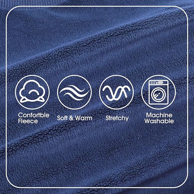 IECOii 4XL Dog Jacket, Dogs Fleece Sweaters with Long Sleeves, Warm & Stretchy Coat for Boy and Girl, Cold Weather Coat, Dog Pajamas for Large Breeds, Machine Washable, Navy Blue, Size XXXXL