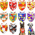 10PCS Large Dog Bandanas Fall Large XL XXL Big Dog Breed Pumpin Harvest Leaves Forest Autumn Pattern Kerchief Triangle Bibs Head Scarves for Boys and Girls Grooming Accessories Costume