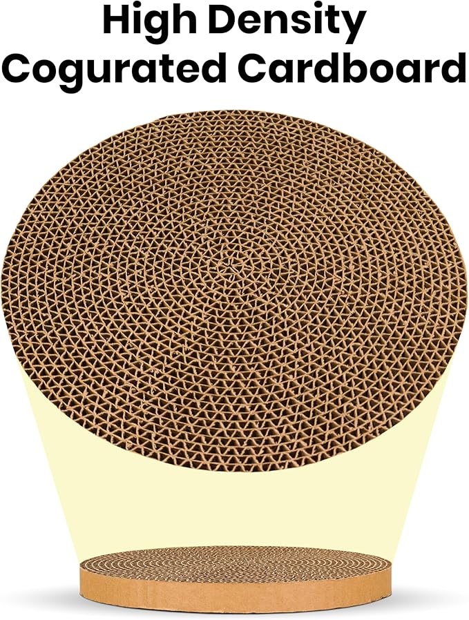 Scratch and Spin Cat Scratcher Replacement Pads for Active Play, Natural Recycled Corrugated Cardboard, Supports Pet Behaviors, Relieves Stress - 4 Count