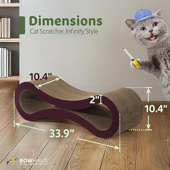 Infinity Cat Scratcher Lounger, Reversible Scratcher, Infinity Cat Cardboard Scratcher, Large Cat Scratching Pad, Scratching Board, Scratcher Lounge Bed for Indoor Cats, Brown