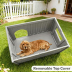 Plastic Insulated Dog House with Mat Weatherproof for Elevated Dog Shelter, Easy Assemble, Expansive Interior‌ Grey 26.7" D * 26.7" W * 21.4" H