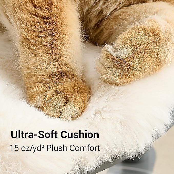 34" Modern Cat Tree Furniture, Minimalist Metal Frame Cat Tower with Wood Platforms, Washable Cushion & Scratching Post, Stylish Cat Condo for Indoor Cats, Dove Gray