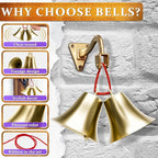 2 Pcs Bells for Door Knob – Hanging Bell for Door Opening 2″ × 1.8″ Vintage Brass with Hanging Loop, Clear Ringing Sound for Home Entry & Office Decorative – Small Bell for DIY Crafts & Holiday Decor
