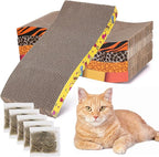 5 Pcs Multicolor Printed Cat Scratcher Pads with Catnip – Eco-Friendly Corrugated S-Shape Scratch Boards, Reversible, Heavy Duty for Indoor Cats & Furniture Protection