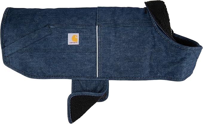 Carhartt Firm Duck Dog Chore Coat, Insulated Weather Resistant Jacket for Cold and Windy Conditions, Denim, Small